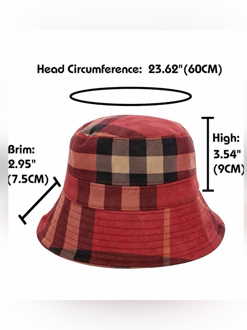 Plaid Red Bucket Hat - Women's Fashion Accessory - Picture 13 of 14